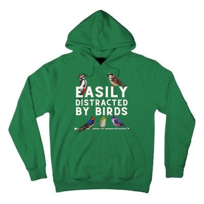 Easily Distracted By Birds Funny Bird Lover Birdwatching Tall Hoodie