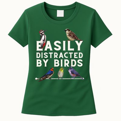 Easily Distracted By Birds Funny Bird Lover Birdwatching Womens T-Shirt