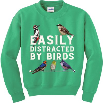 Easily Distracted By Birds Funny Bird Lover Birdwatching Kids Sweatshirt