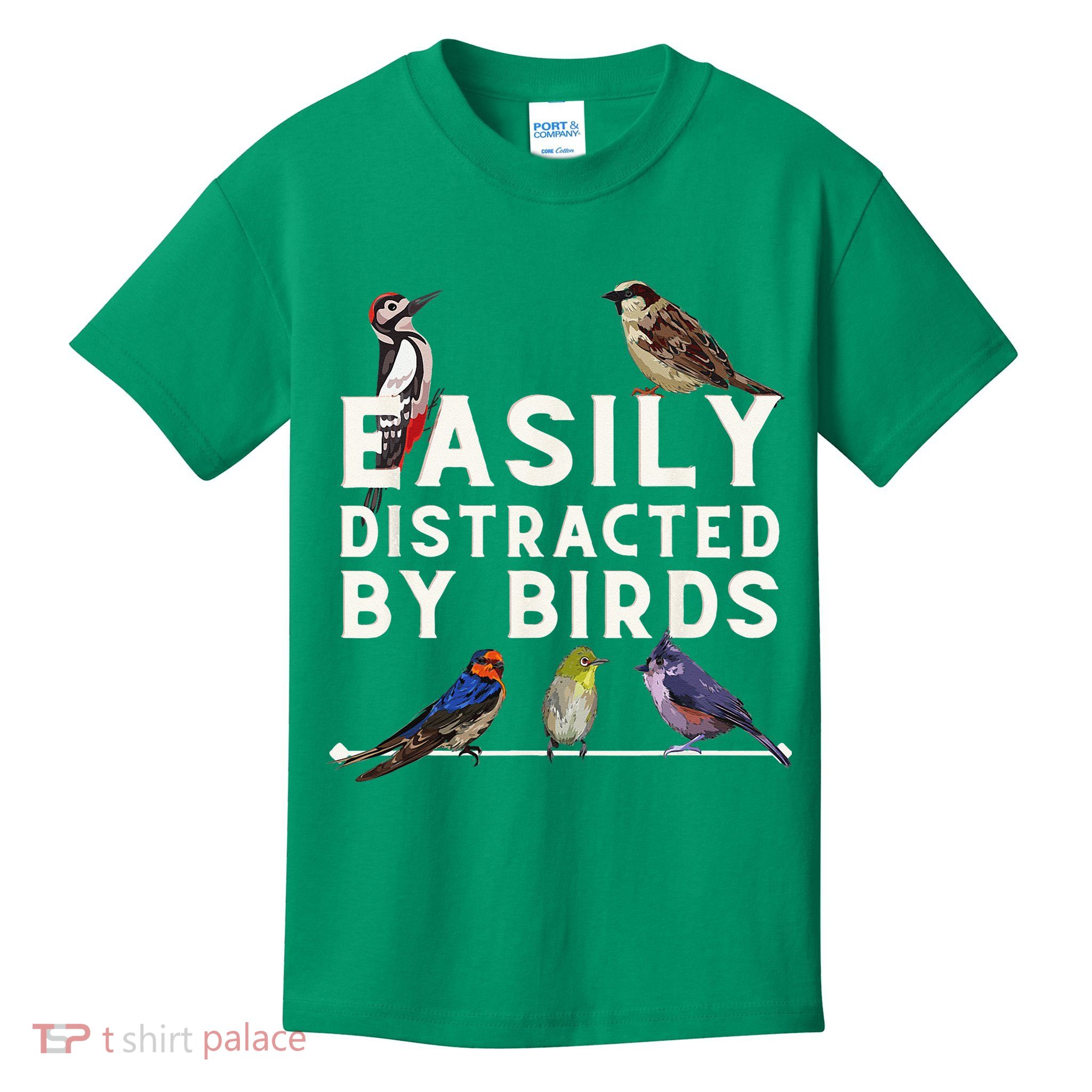Easily Distracted By Birds Funny Bird Lover Birdwatching Kids T-Shirt