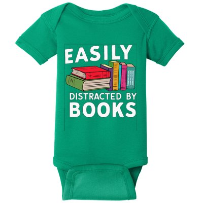 Easily Distracted By Books For Readers Book Lovers Baby Bodysuit