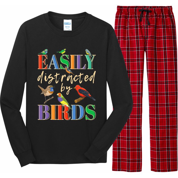 Easily Distracted By Birds Funny Bird Lover Long Sleeve Pajama Set