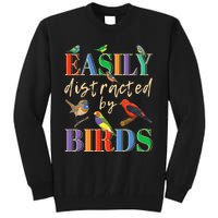 Easily Distracted By Birds Funny Bird Lover Tall Sweatshirt