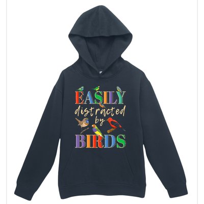 Easily Distracted By Birds Funny Bird Lover Urban Pullover Hoodie