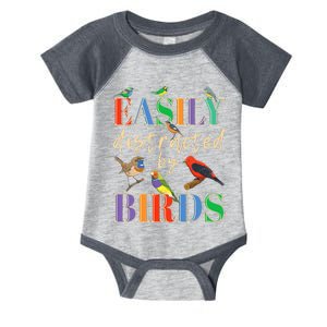 Easily Distracted By Birds Funny Bird Lover Infant Baby Jersey Bodysuit