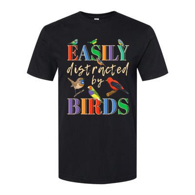 Easily Distracted By Birds Funny Bird Lover Softstyle CVC T-Shirt