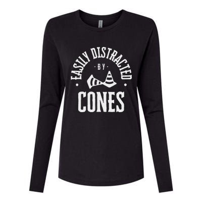 Easily Distracted By Cones Womens Cotton Relaxed Long Sleeve T-Shirt