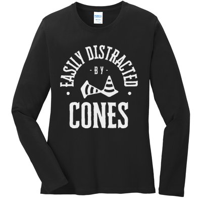 Easily Distracted By Cones Ladies Long Sleeve Shirt