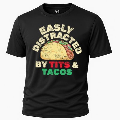 Easily Distracted By Tits And Tacos Dirty Adult Humor Performance Shirt