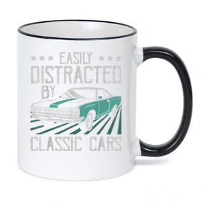 Easily Distracted By Classic Cars Funny Old 11oz Black Color Changing Mug