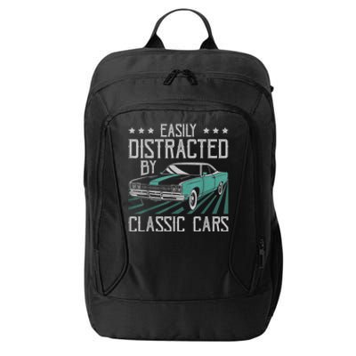 Easily Distracted By Classic Cars Funny Old City Backpack