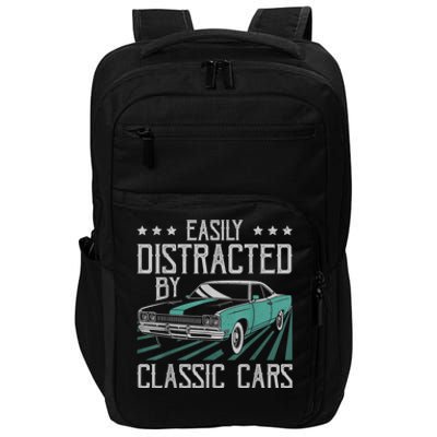 Easily Distracted By Classic Cars Funny Old Impact Tech Backpack