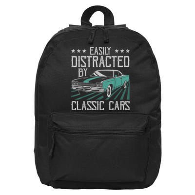 Easily Distracted By Classic Cars Funny Old 16 in Basic Backpack