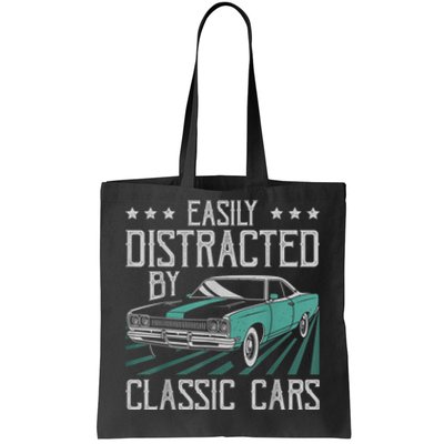 Easily Distracted By Classic Cars Funny Old Tote Bag