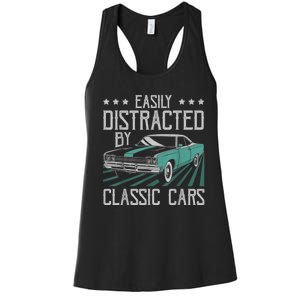 Easily Distracted By Classic Cars Funny Old Women's Racerback Tank