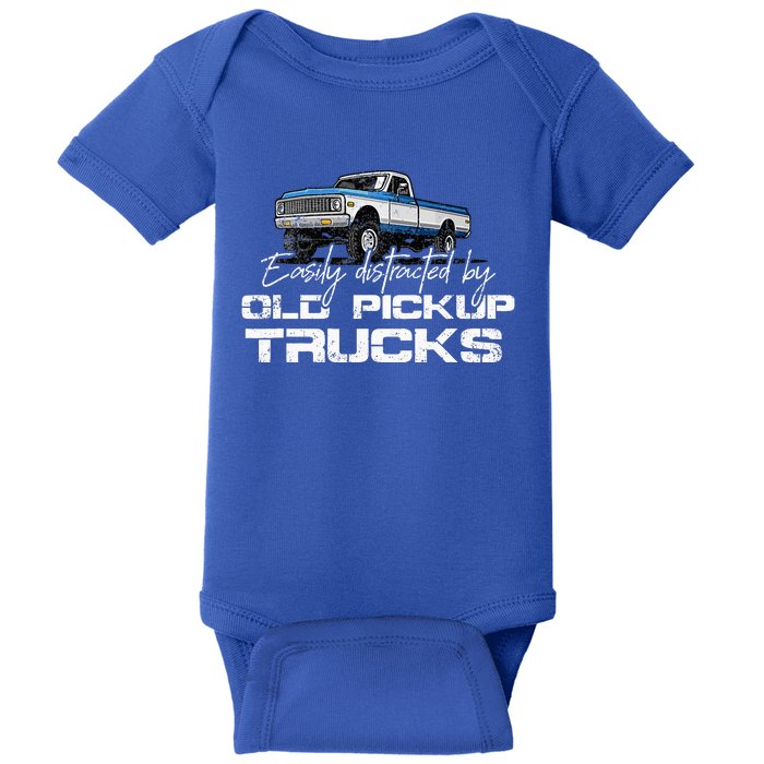 Easily Distracted By Old Pickup Trucks Baby Bodysuit