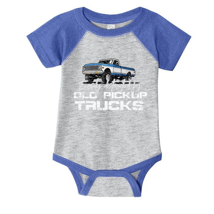 Easily Distracted By Old Pickup Trucks Infant Baby Jersey Bodysuit