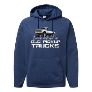 Easily Distracted By Old Pickup Trucks Performance Fleece Hoodie