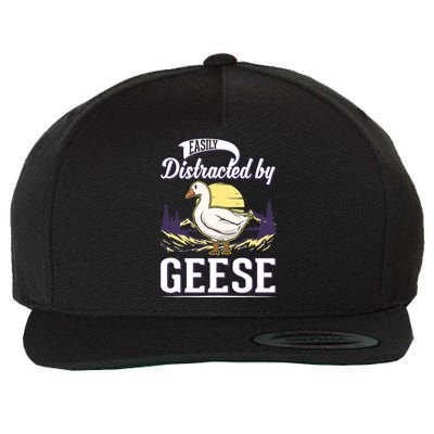 Easily Distracted By Geese Goose Farmer Geese Wool Snapback Cap