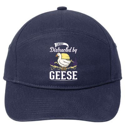 Easily Distracted By Geese Goose Farmer Geese 7-Panel Snapback Hat