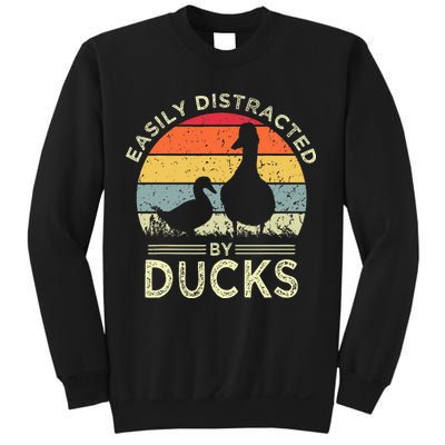 Easily Distracted By Ducks Funny Vintage Duck Lover Sweatshirt