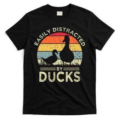 Easily Distracted By Ducks Funny Vintage Duck Lover T-Shirt