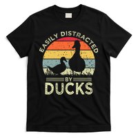 Easily Distracted By Ducks Funny Vintage Duck Lover T-Shirt