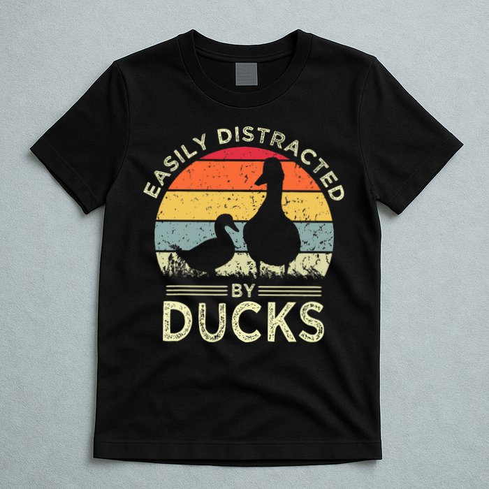 Easily Distracted By Ducks Funny Vintage Duck Lover T-Shirt