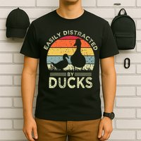 Easily Distracted By Ducks Funny Vintage Duck Lover T-Shirt