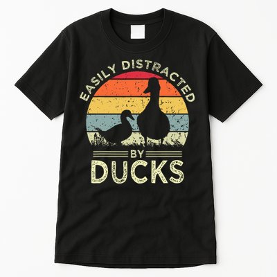 Easily Distracted By Ducks Funny Vintage Duck Lover Tall T-Shirt