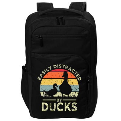 Easily Distracted By Ducks Funny Vintage Duck Lover Impact Tech Backpack