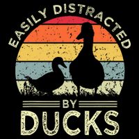 Easily Distracted By Ducks Funny Vintage Duck Lover Button
