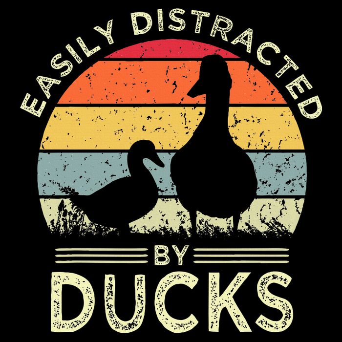 Easily Distracted By Ducks Funny Vintage Duck Lover Button