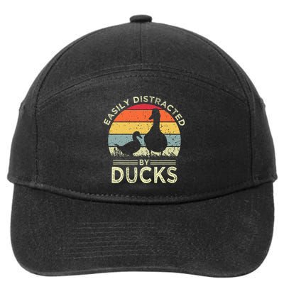 Easily Distracted By Ducks Funny Vintage Duck Lover 7-Panel Snapback Hat