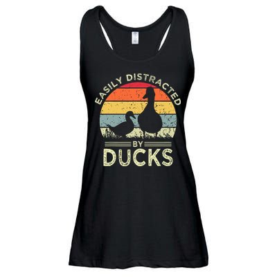 Easily Distracted By Ducks Funny Vintage Duck Lover Ladies Essential Flowy Tank