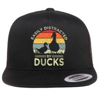 Easily Distracted By Ducks Funny Vintage Duck Lover Flatbill Hat