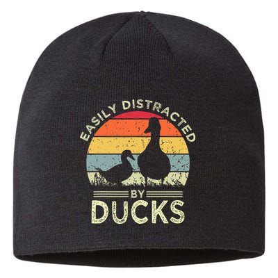 Easily Distracted By Ducks Funny Vintage Duck Lover Sustainable Beanie