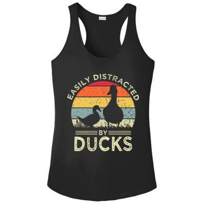 Easily Distracted By Ducks Funny Vintage Duck Lover Ladies PosiCharge Competitor Racerback Tank