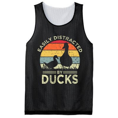 Easily Distracted By Ducks Funny Vintage Duck Lover Mesh Reversible Basketball Jersey Tank