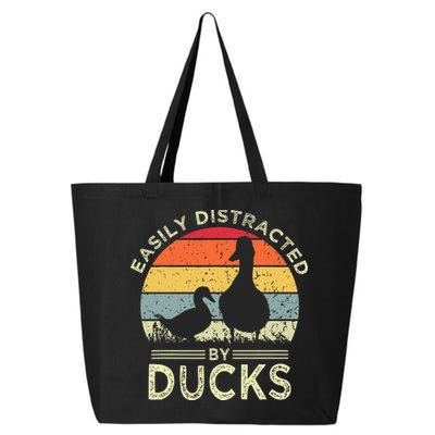 Easily Distracted By Ducks Funny Vintage Duck Lover 25L Jumbo Tote