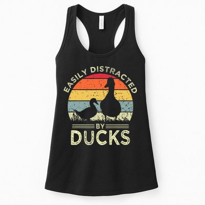 Easily Distracted By Ducks Funny Vintage Duck Lover Womens Tank Top