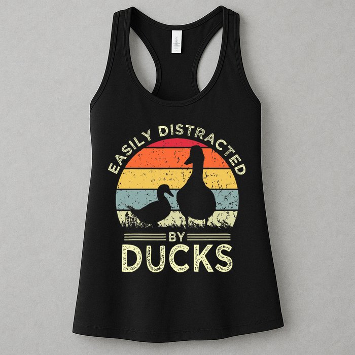 Easily Distracted By Ducks Funny Vintage Duck Lover Womens Tank Top