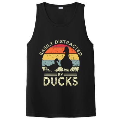 Easily Distracted By Ducks Funny Vintage Duck Lover PosiCharge Competitor Tank