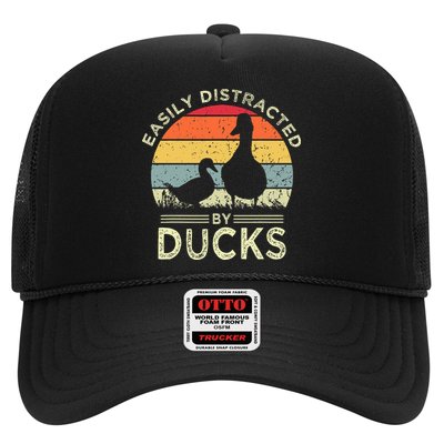 Easily Distracted By Ducks Funny Vintage Duck Lover Trucker Hat