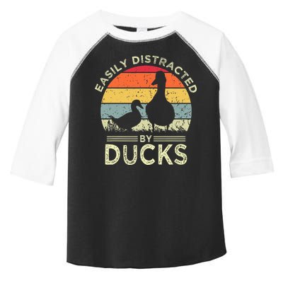 Easily Distracted By Ducks Funny Vintage Duck Lover Toddler Fine Jersey T-Shirt