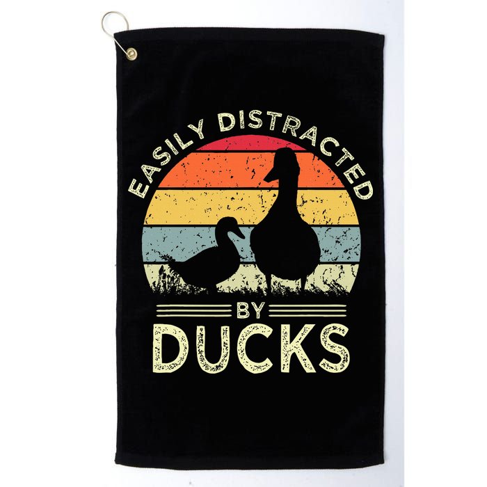Easily Distracted By Ducks Funny Vintage Duck Lover Golf Towel