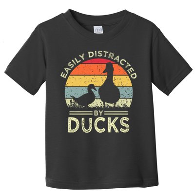Easily Distracted By Ducks Funny Vintage Duck Lover Toddler T-Shirt