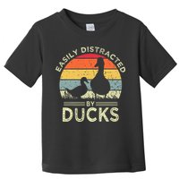 Easily Distracted By Ducks Funny Vintage Duck Lover Toddler T-Shirt