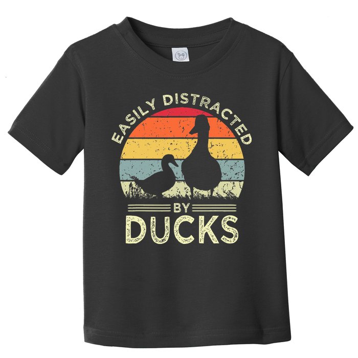 Easily Distracted By Ducks Funny Vintage Duck Lover Toddler T-Shirt