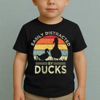 Easily Distracted By Ducks Funny Vintage Duck Lover Toddler T-Shirt